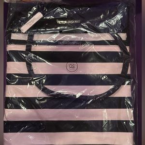 Victoria’s Secret Black and Pink Striped Tote Bag